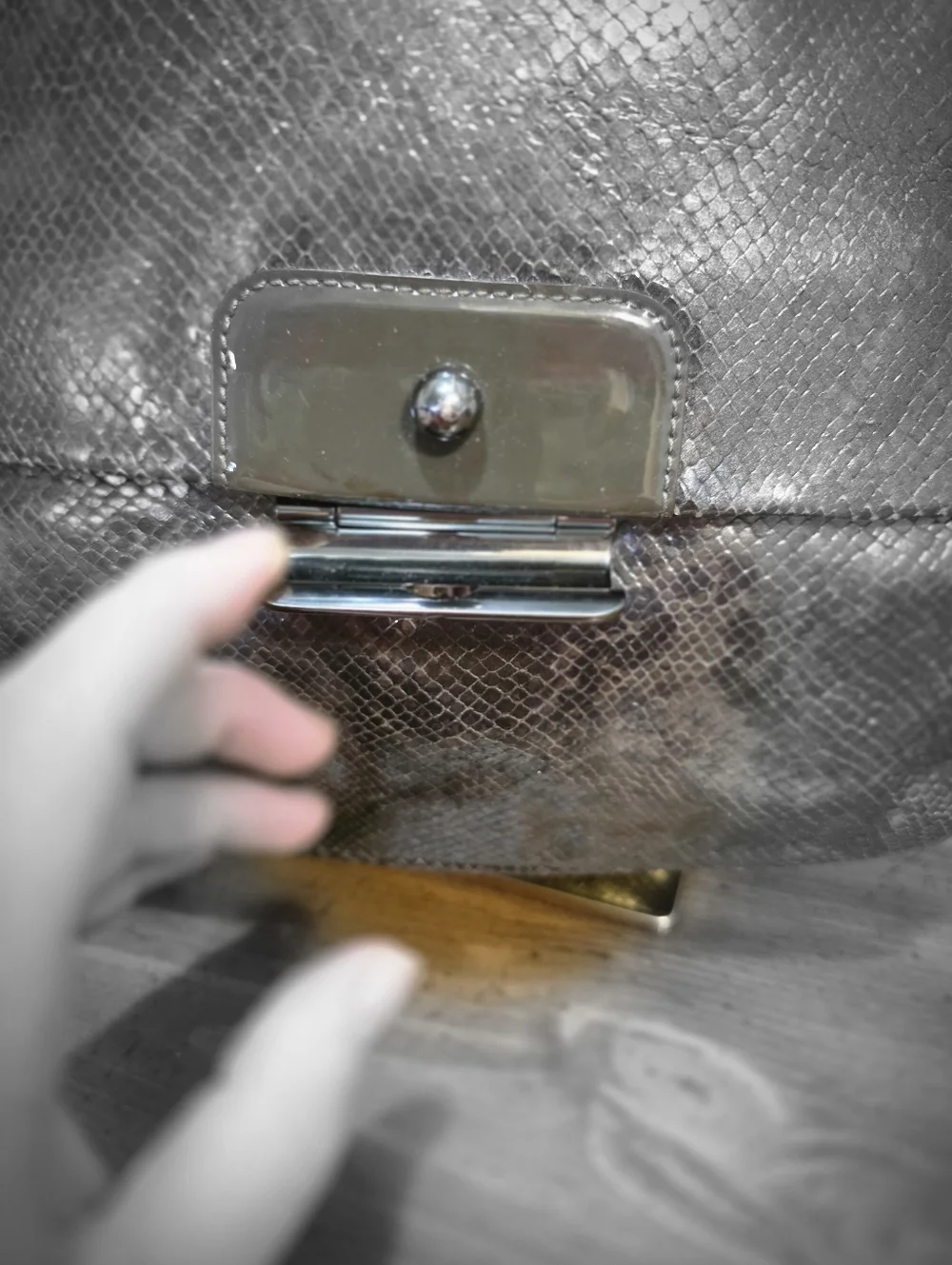 Coach Kristin ,black Python With Gunmetsl Hardware - Picture 8 of 16